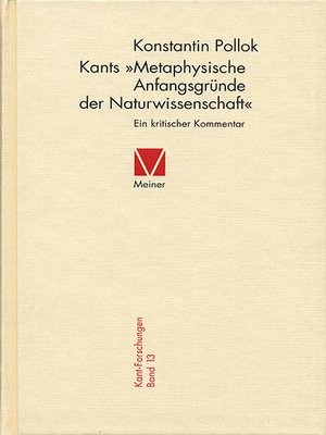 cover image of Kants »Metaphysische Anfangsgründe der Naturwissenschaft«
